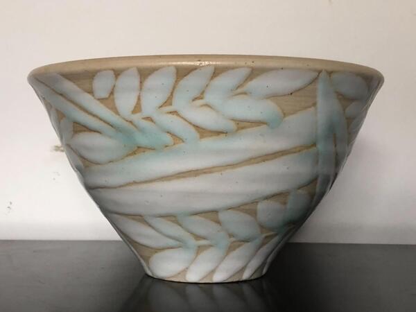 Edouard Cazaux . Coupe Art Deco en grès émaillé . Circa 1930 - 1940 