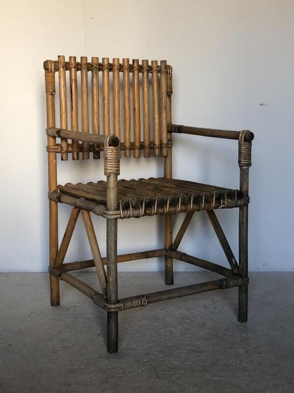 Fauteuil de bureau en bambou vers 1960 