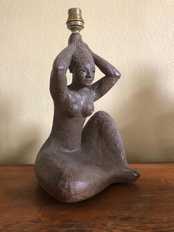 Joelle Deroubaix . Lampe en Grès circa 1960 . 