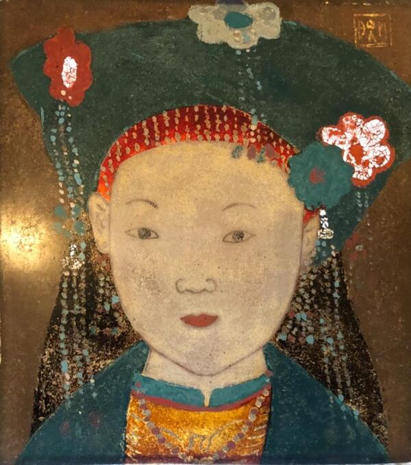 Panneau en laque et coquilles d’œufs . Vietnam vers 1940 . Signé . 