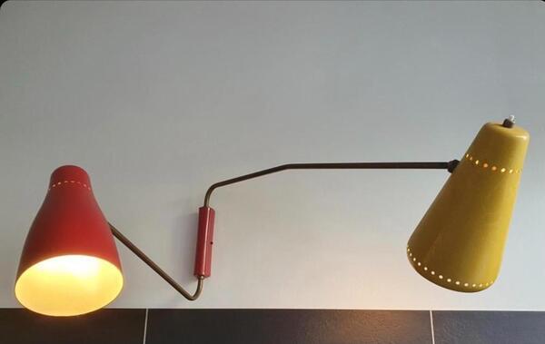 Pierre Guarcihe ( 1926 - 1995 ) Applique double modèle G17 . Edition Disderot . Circa 1950 