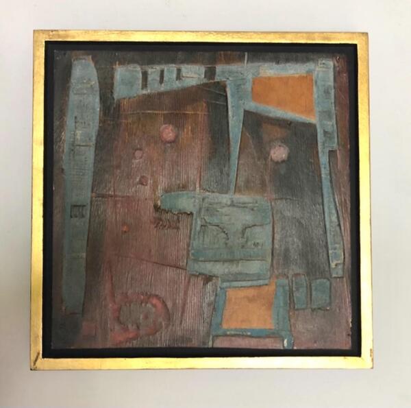 Ricardo Santamaria ( 1947 - 2004 )Sculpture murale en bois arraché et pigments naturels. Circa 1965 